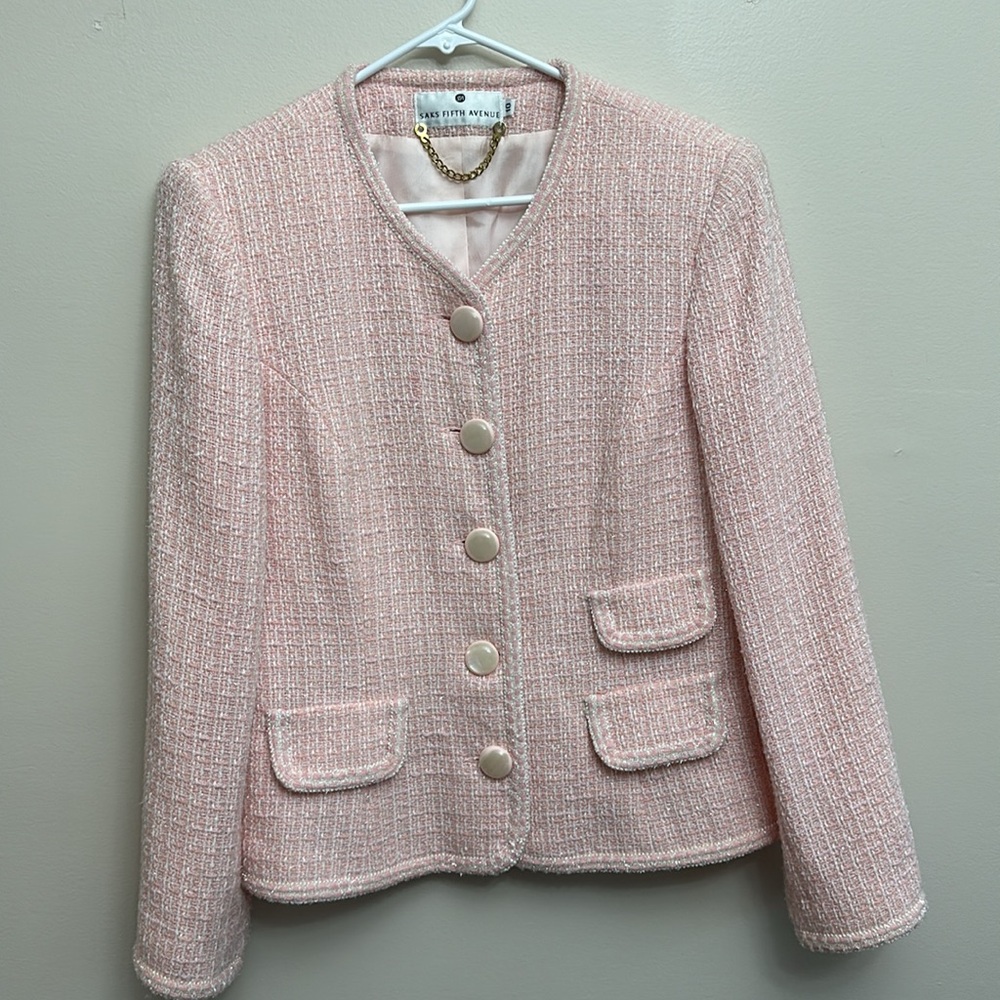 Pink Tweed Jacket SAKS FIFTH đź’• - Picture 2 of 2